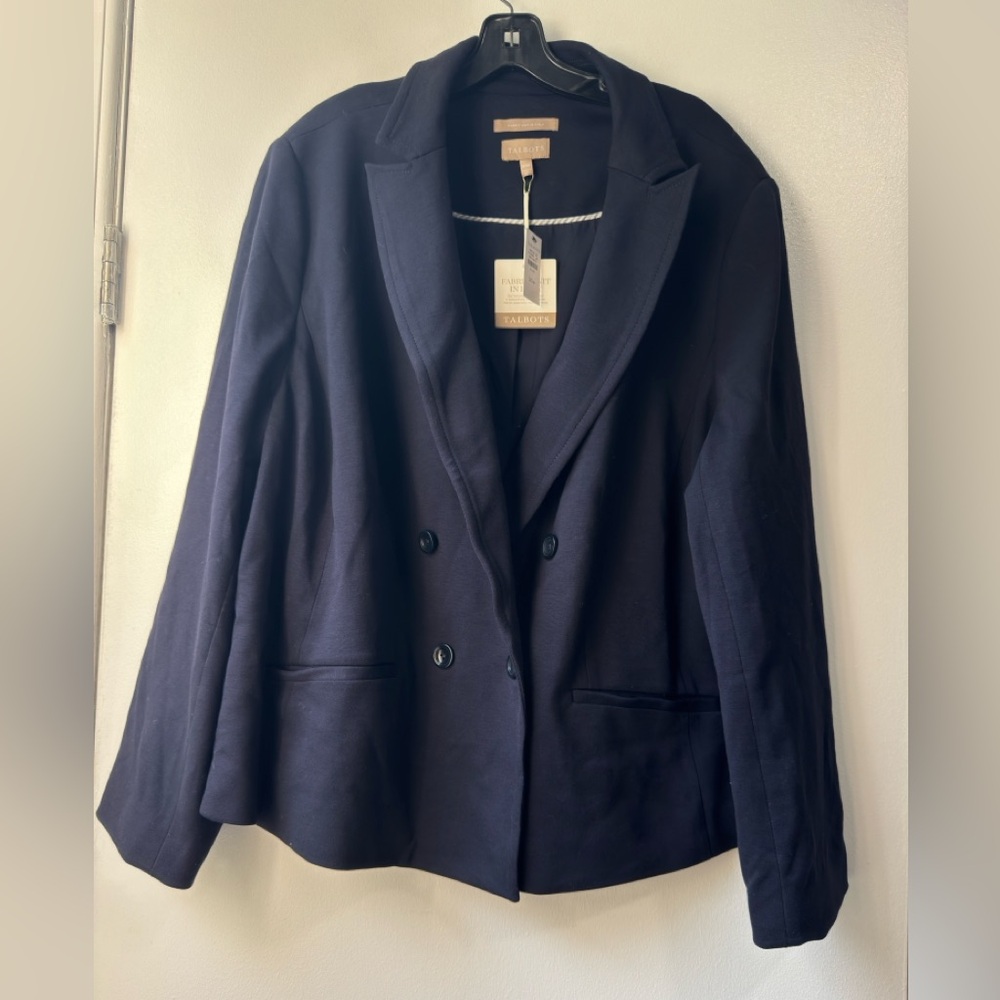 Talbots Navy Double-Breasted Blazer